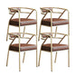 Nordic Design Faux Leather Side Chair Open Back Dining Side Chairs Brown 4 Piece Set Brass Gold Clearhalo 'Dining Chairs' 'Dining Tables & Seating' 'dining_chair' 'furn' 'furn_dining_chair' 'Furniture' 'furniture_dining_chair' 'Kitchen & Dining Furniture' 4901295