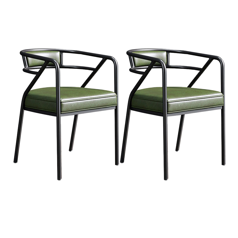Nordic Design Faux Leather Side Chair Open Back Dining Side Chairs Green 2 Piece Set Black Clearhalo 'Dining Chairs' 'Dining Tables & Seating' 'dining_chair' 'furn' 'furn_dining_chair' 'Furniture' 'furniture_dining_chair' 'Kitchen & Dining Furniture' 4901296