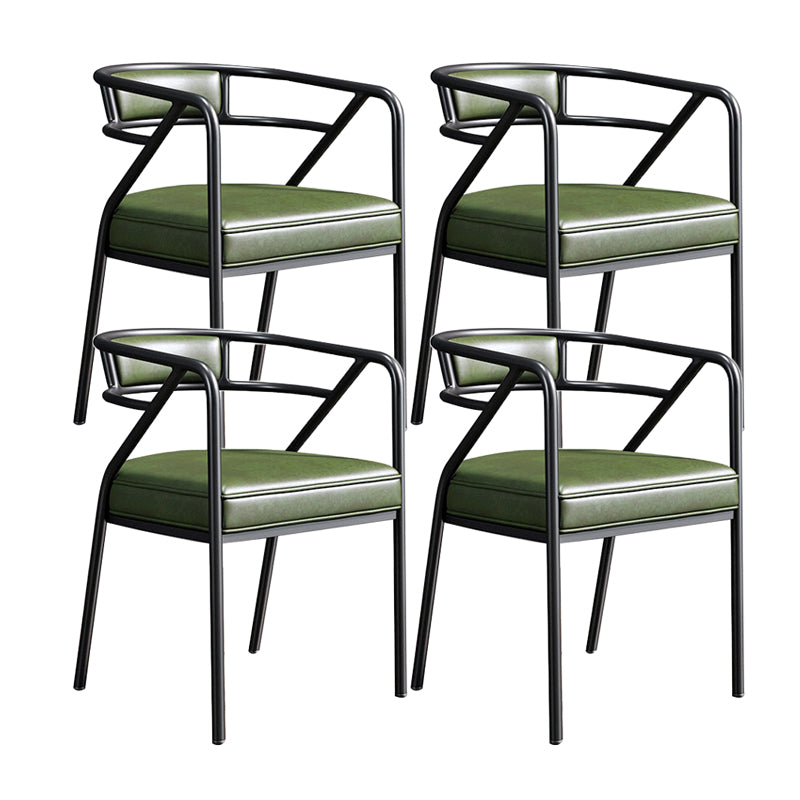 Nordic Design Faux Leather Side Chair Open Back Dining Side Chairs Green 4 Piece Set Black Clearhalo 'Dining Chairs' 'Dining Tables & Seating' 'dining_chair' 'furn' 'furn_dining_chair' 'Furniture' 'furniture_dining_chair' 'Kitchen & Dining Furniture' 4901297