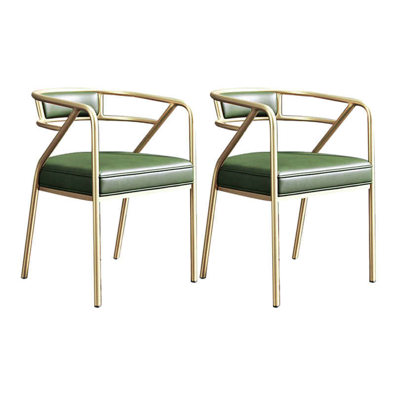 Nordic Design Faux Leather Side Chair Open Back Dining Side Chairs Green 2 Piece Set Brass Gold Clearhalo 'Dining Chairs' 'Dining Tables & Seating' 'dining_chair' 'furn' 'furn_dining_chair' 'Furniture' 'furniture_dining_chair' 'Kitchen & Dining Furniture' 4901298