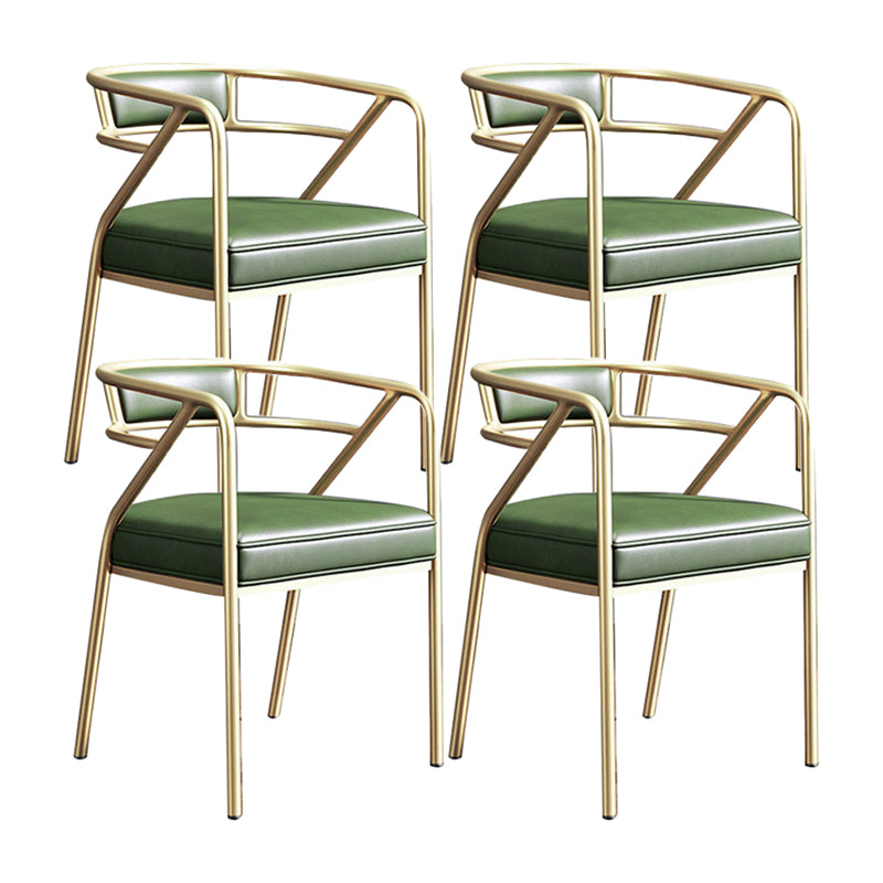 Nordic Design Faux Leather Side Chair Open Back Dining Side Chairs Green 4 Piece Set Brass Gold Clearhalo 'Dining Chairs' 'Dining Tables & Seating' 'dining_chair' 'furn' 'furn_dining_chair' 'Furniture' 'furniture_dining_chair' 'Kitchen & Dining Furniture' 4901299