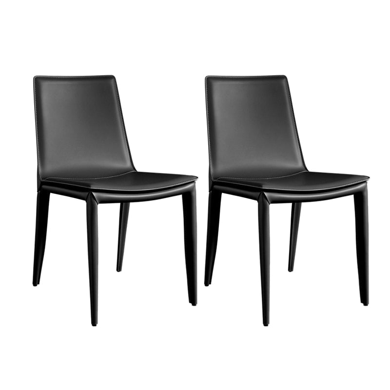 Contemporary Leather Dining Chair Metal Dining Armless Chair Black 2 Piece Set Clearhalo 'Dining Chairs' 'Dining Tables & Seating' 'dining_chair' 'furn' 'furn_dining_chair' 'Furniture' 'furniture_dining_chair' 'Kitchen & Dining Furniture' 4901302