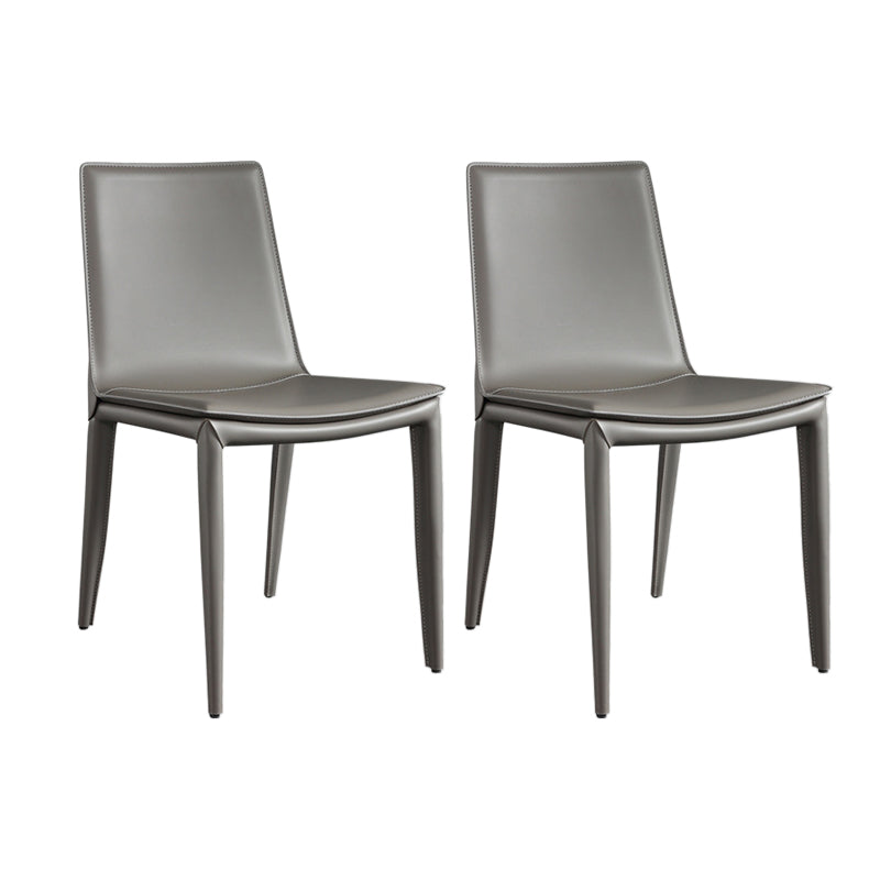 Contemporary Leather Dining Chair Metal Dining Armless Chair Grey 2 Piece Set Clearhalo 'Dining Chairs' 'Dining Tables & Seating' 'dining_chair' 'furn' 'furn_dining_chair' 'Furniture' 'furniture_dining_chair' 'Kitchen & Dining Furniture' 4901304