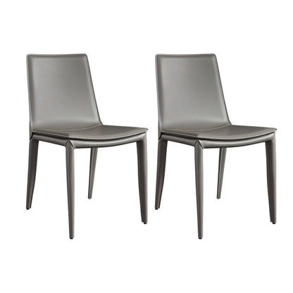 Contemporary Leather Dining Chair Metal Dining Armless Chair Grey 2 Piece Set Clearhalo 'Dining Chairs' 'Dining Tables & Seating' 'dining_chair' 'furn' 'furn_dining_chair' 'Furniture' 'furniture_dining_chair' 'Kitchen & Dining Furniture' 4901304