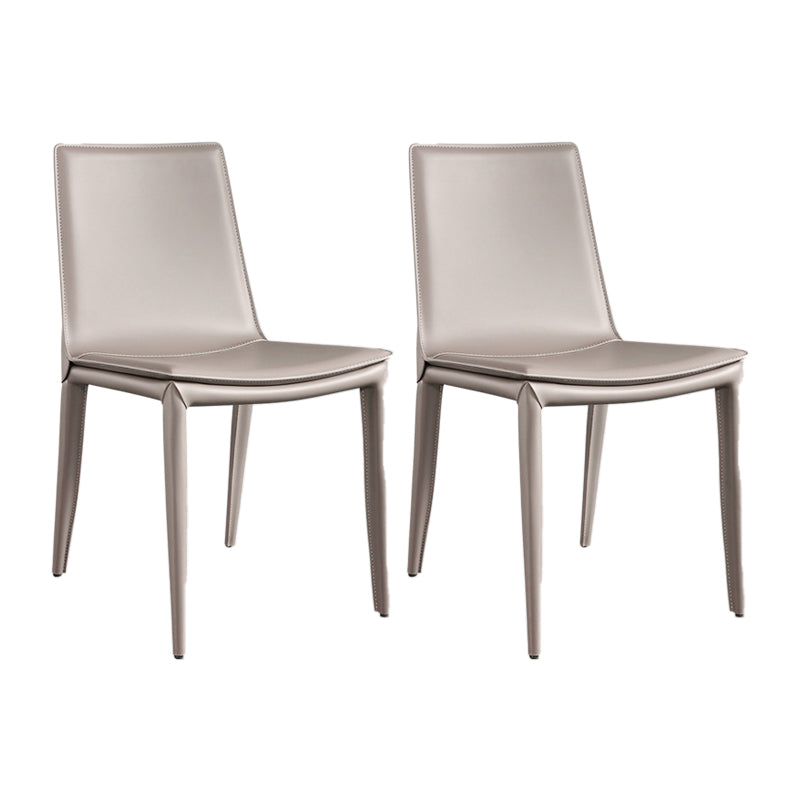 Contemporary Leather Dining Chair Metal Dining Armless Chair Light Khaki 2 Piece Set Clearhalo 'Dining Chairs' 'Dining Tables & Seating' 'dining_chair' 'furn' 'furn_dining_chair' 'Furniture' 'furniture_dining_chair' 'Kitchen & Dining Furniture' 4901309