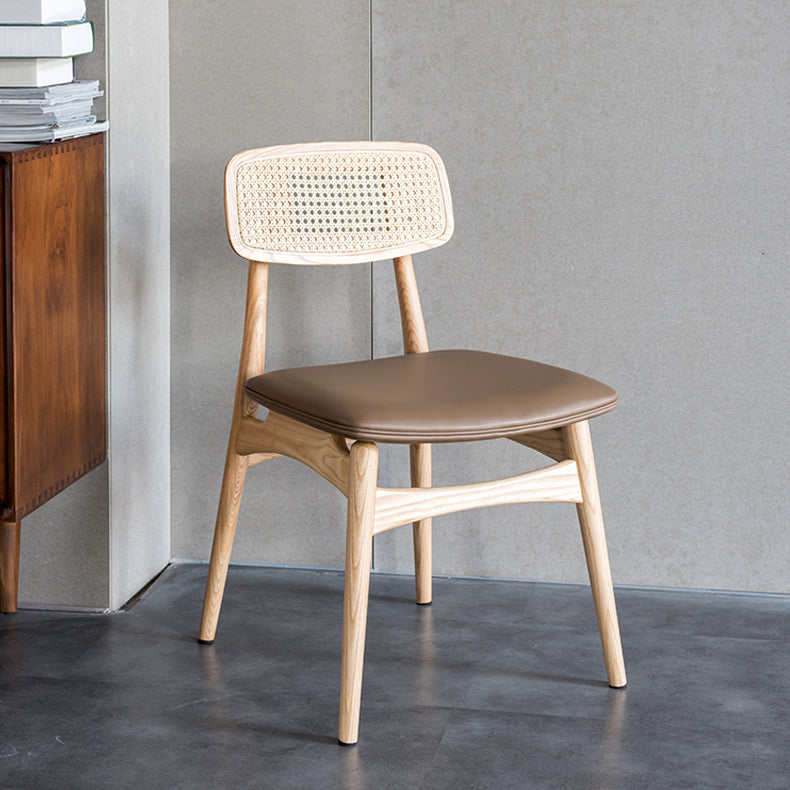 Minimalist Wood Side Dining Chairs Open Back Side Chairs for Home Natural Wood Antique Bronze 1 Piece Clearhalo 'Dining Chairs' 'Dining Tables & Seating' 'dining_chair' 'furn' 'furn_dining_chair' 'Furniture' 'furniture_dining_chair' 'Kitchen & Dining Furniture' 4901319