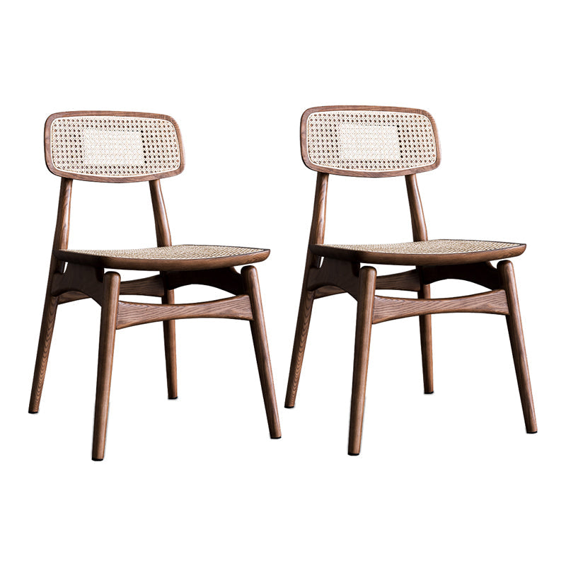 Minimalist Wood Side Dining Chairs Open Back Side Chairs for Home Walnut 2 Piece Set Clearhalo 'Dining Chairs' 'Dining Tables & Seating' 'dining_chair' 'furn' 'furn_dining_chair' 'Furniture' 'furniture_dining_chair' 'Kitchen & Dining Furniture' 4901329