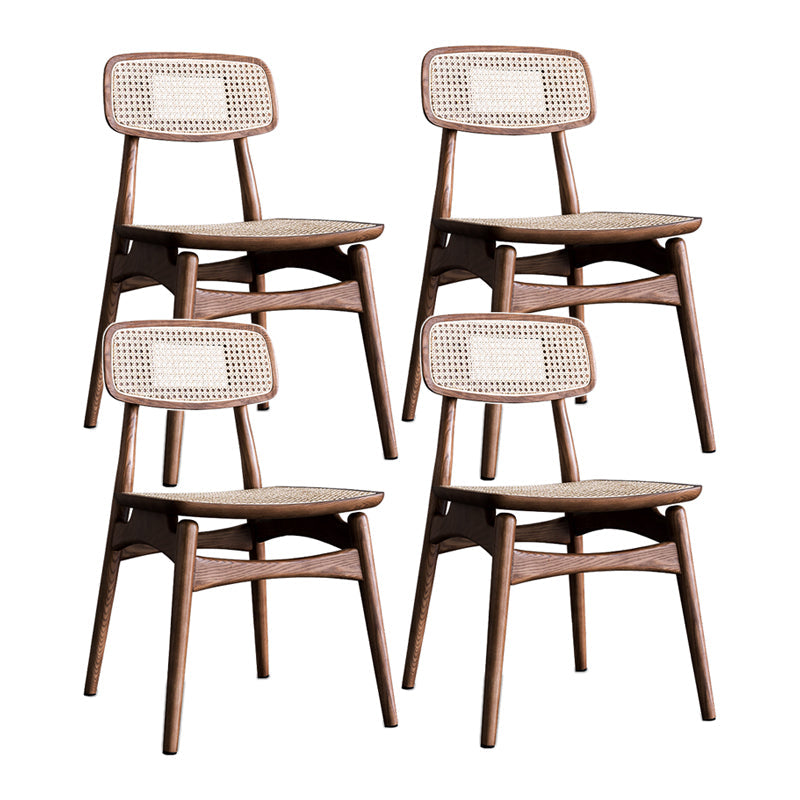 Minimalist Wood Side Dining Chairs Open Back Side Chairs for Home Walnut 4 Piece Set Clearhalo 'Dining Chairs' 'Dining Tables & Seating' 'dining_chair' 'furn' 'furn_dining_chair' 'Furniture' 'furniture_dining_chair' 'Kitchen & Dining Furniture' 4901331