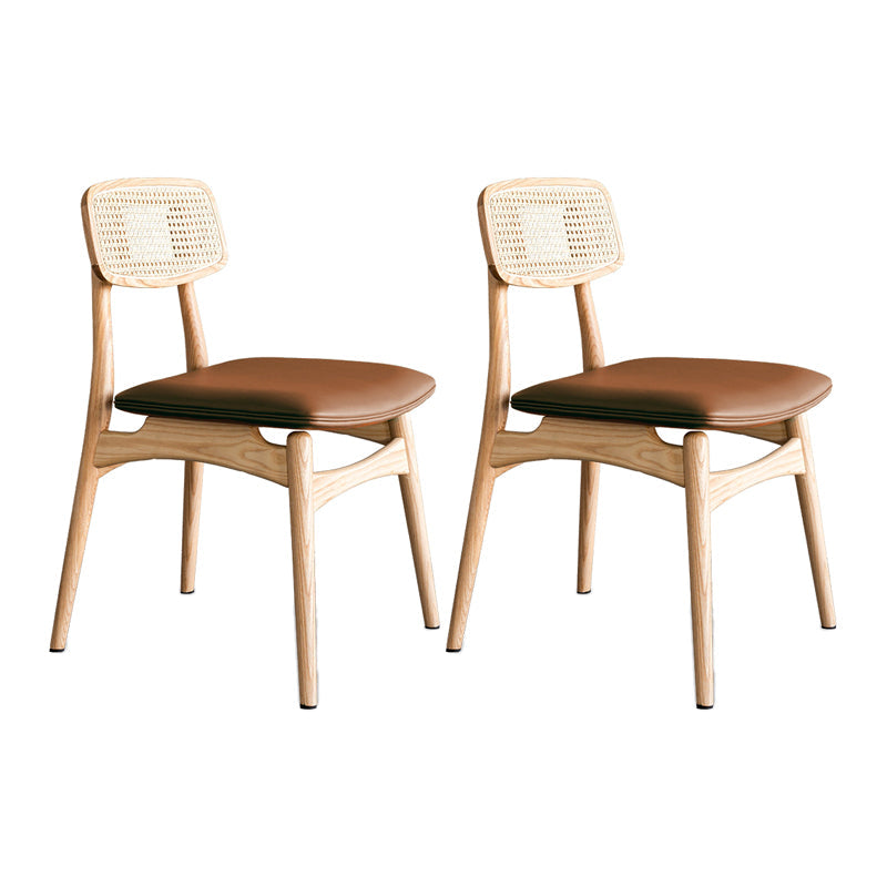 Minimalist Wood Side Dining Chairs Open Back Side Chairs for Home Natural Wood Antique Bronze 2 Piece Set Clearhalo 'Dining Chairs' 'Dining Tables & Seating' 'dining_chair' 'furn' 'furn_dining_chair' 'Furniture' 'furniture_dining_chair' 'Kitchen & Dining Furniture' 4901334