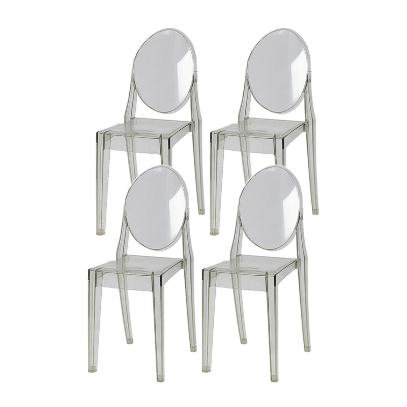 Scandinavian Stackable Plastic Side Chairs Open Back Side Chair Clear 4 Piece Set Clearhalo 'Dining Chairs' 'Dining Tables & Seating' 'dining_chair' 'furn' 'furn_dining_chair' 'Furniture' 'furniture_dining_chair' 'Kitchen & Dining Furniture' 4901352