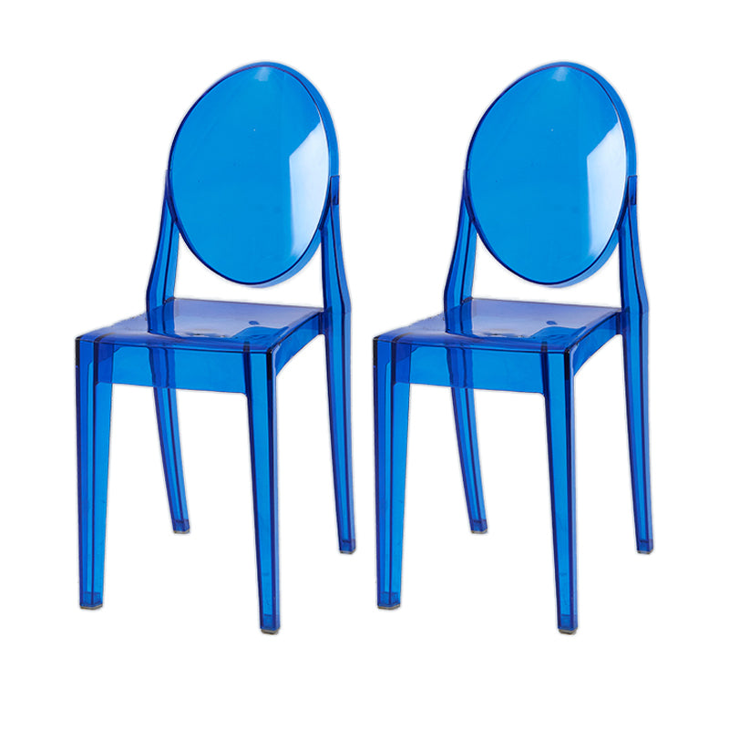 Scandinavian Stackable Plastic Side Chairs Open Back Side Chair Blue-Clear 2 Piece Set Clearhalo 'Dining Chairs' 'Dining Tables & Seating' 'dining_chair' 'furn' 'furn_dining_chair' 'Furniture' 'furniture_dining_chair' 'Kitchen & Dining Furniture' 4901354