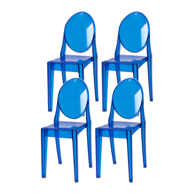 Scandinavian Stackable Plastic Side Chairs Open Back Side Chair Blue-Clear 4 Piece Set Clearhalo 'Dining Chairs' 'Dining Tables & Seating' 'dining_chair' 'furn' 'furn_dining_chair' 'Furniture' 'furniture_dining_chair' 'Kitchen & Dining Furniture' 4901356
