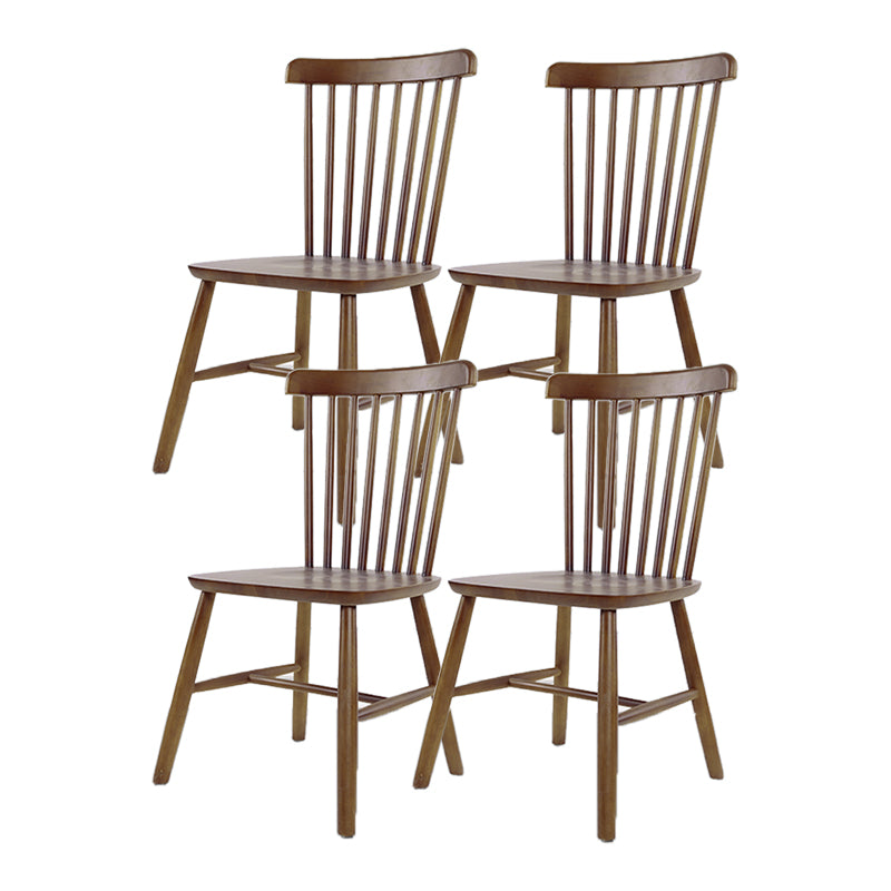 Minimalist Wood Side Dining Chairs Windsor Back Side Chair for Home Walnut 4 Piece Set Clearhalo 'Dining Chairs' 'Dining Tables & Seating' 'dining_chair' 'furn' 'furn_dining_chair' 'Furniture' 'furniture_dining_chair' 'Kitchen & Dining Furniture' 4901381