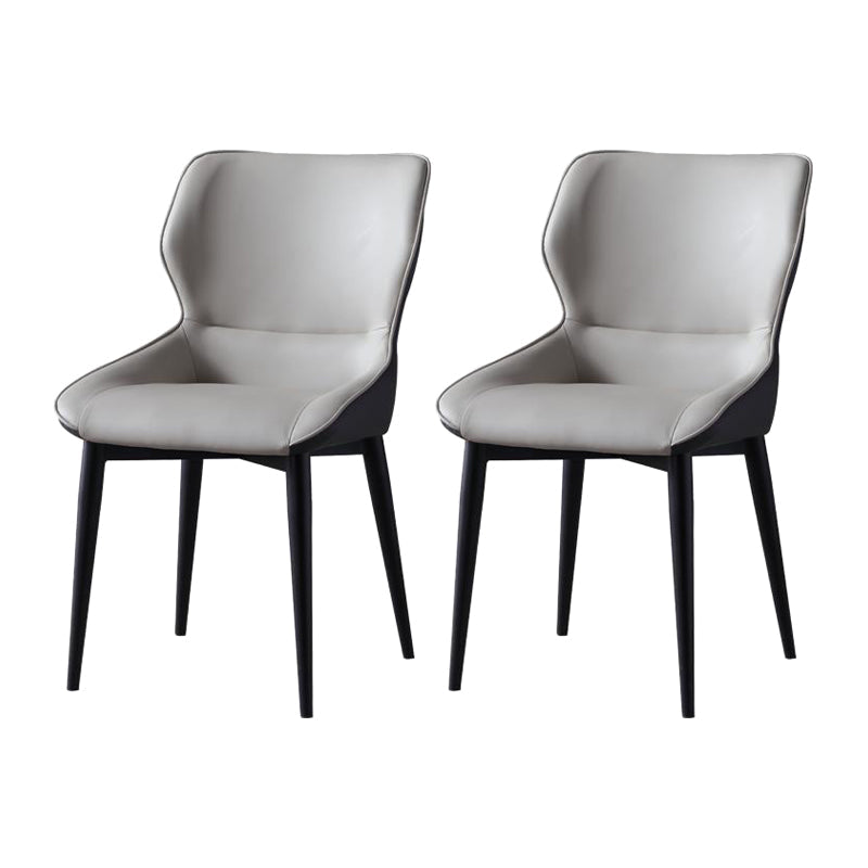 Industrial Design Wingback Parsons Chair Faux Leather Dining Chairs Grey 2 Piece Set Clearhalo 'Dining Chairs' 'Dining Tables & Seating' 'dining_chair' 'furn' 'furn_dining_chair' 'Furniture' 'furniture_dining_chair' 'Kitchen & Dining Furniture' 4901385