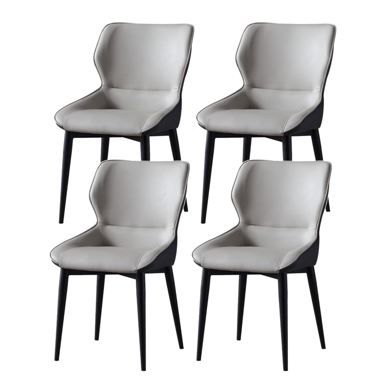 Industrial Design Wingback Parsons Chair Faux Leather Dining Chairs Grey 4 Piece Set Clearhalo 'Dining Chairs' 'Dining Tables & Seating' 'dining_chair' 'furn' 'furn_dining_chair' 'Furniture' 'furniture_dining_chair' 'Kitchen & Dining Furniture' 4901386