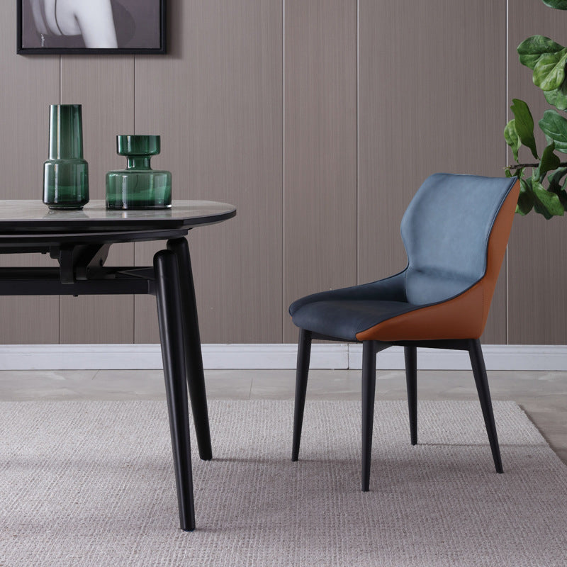 Industrial Design Wingback Parsons Chair Faux Leather Dining Chairs Clearhalo 'Dining Chairs' 'Dining Tables & Seating' 'dining_chair' 'furn' 'furn_dining_chair' 'Furniture' 'furniture_dining_chair' 'Kitchen & Dining Furniture' 4901389