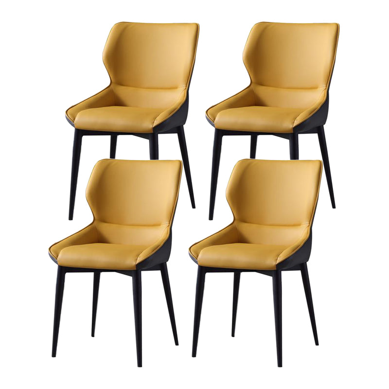 Industrial Design Wingback Parsons Chair Faux Leather Dining Chairs Yellow-Gray 4 Piece Set Clearhalo 'Dining Chairs' 'Dining Tables & Seating' 'dining_chair' 'furn' 'furn_dining_chair' 'Furniture' 'furniture_dining_chair' 'Kitchen & Dining Furniture' 4901390