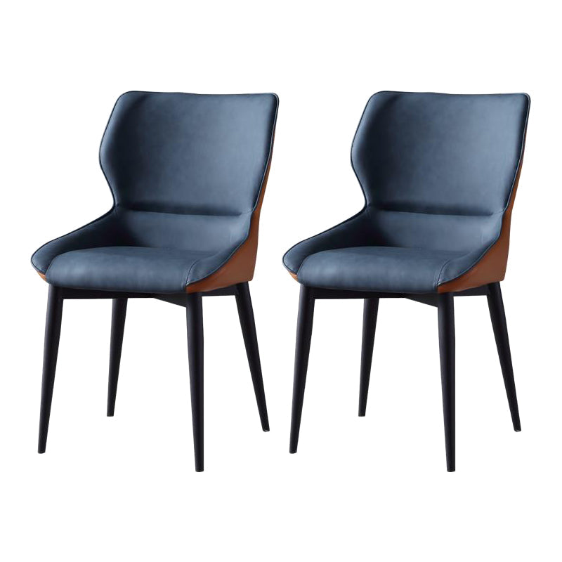Industrial Design Wingback Parsons Chair Faux Leather Dining Chairs Blue-Orange 2 Piece Set Clearhalo 'Dining Chairs' 'Dining Tables & Seating' 'dining_chair' 'furn' 'furn_dining_chair' 'Furniture' 'furniture_dining_chair' 'Kitchen & Dining Furniture' 4901393