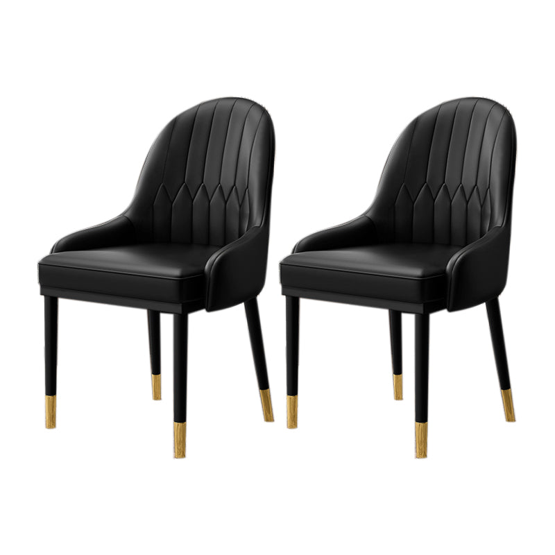 Glam Faux Leather Dining Chairs Metal Armless Dining Chair for Home Use Black 2 Piece Set Clearhalo 'Dining Chairs' 'Dining Tables & Seating' 'dining_chair' 'furn' 'furn_dining_chair' 'Furniture' 'furniture_dining_chair' 'Kitchen & Dining Furniture' 4901401
