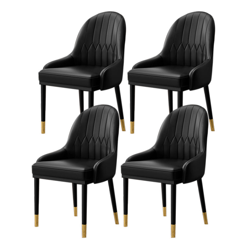Glam Faux Leather Dining Chairs Metal Armless Dining Chair for Home Use Black 4 Piece Set Clearhalo 'Dining Chairs' 'Dining Tables & Seating' 'dining_chair' 'furn' 'furn_dining_chair' 'Furniture' 'furniture_dining_chair' 'Kitchen & Dining Furniture' 4901402