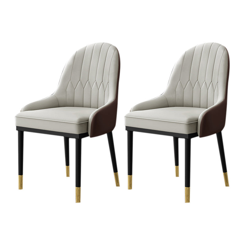 Glam Faux Leather Dining Chairs Metal Armless Dining Chair for Home Use Grey 2 Piece Set Clearhalo 'Dining Chairs' 'Dining Tables & Seating' 'dining_chair' 'furn' 'furn_dining_chair' 'Furniture' 'furniture_dining_chair' 'Kitchen & Dining Furniture' 4901404