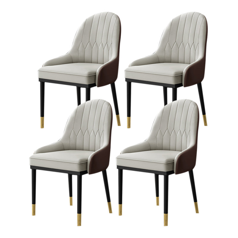 Glam Faux Leather Dining Chairs Metal Armless Dining Chair for Home Use Grey 4 Piece Set Clearhalo 'Dining Chairs' 'Dining Tables & Seating' 'dining_chair' 'furn' 'furn_dining_chair' 'Furniture' 'furniture_dining_chair' 'Kitchen & Dining Furniture' 4901407