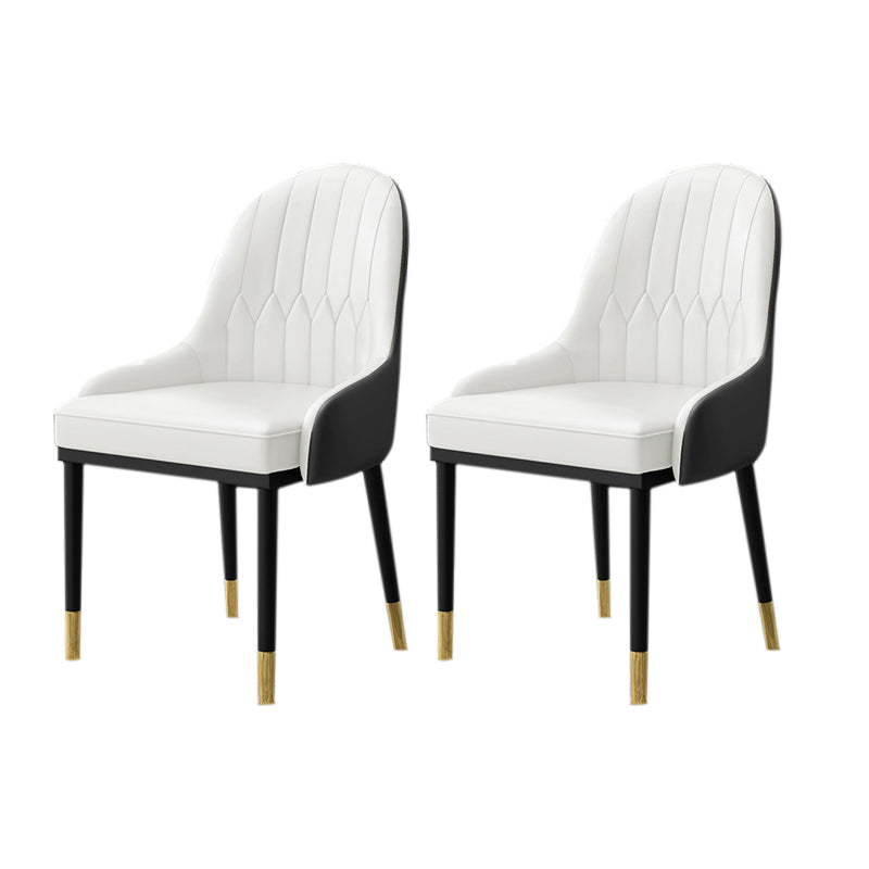 Glam Faux Leather Dining Chairs Metal Armless Dining Chair for Home Use White 2 Piece Set Clearhalo 'Dining Chairs' 'Dining Tables & Seating' 'dining_chair' 'furn' 'furn_dining_chair' 'Furniture' 'furniture_dining_chair' 'Kitchen & Dining Furniture' 4901409