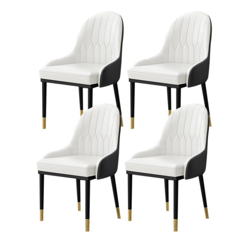 Glam Faux Leather Dining Chairs Metal Armless Dining Chair for Home Use White 4 Piece Set Clearhalo 'Dining Chairs' 'Dining Tables & Seating' 'dining_chair' 'furn' 'furn_dining_chair' 'Furniture' 'furniture_dining_chair' 'Kitchen & Dining Furniture' 4901410
