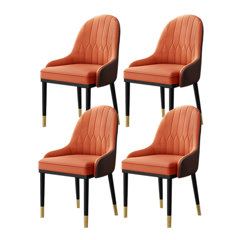 Glam Faux Leather Dining Chairs Metal Armless Dining Chair for Home Use Orange 4 Piece Set Clearhalo 'Dining Chairs' 'Dining Tables & Seating' 'dining_chair' 'furn' 'furn_dining_chair' 'Furniture' 'furniture_dining_chair' 'Kitchen & Dining Furniture' 4901418