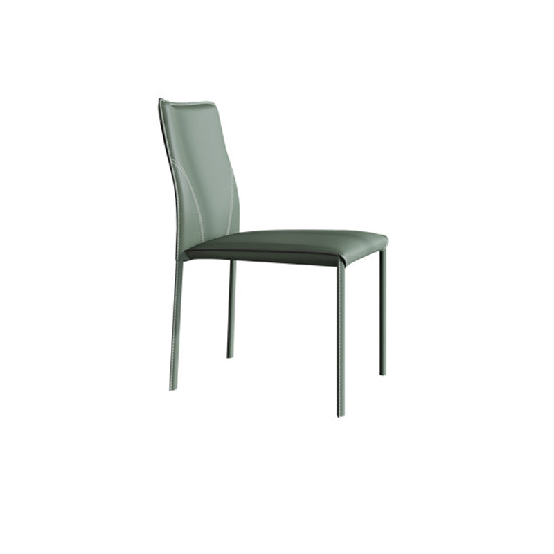 Minimalist Style Armless Solid Back Dining Side Chairs Leather Dining Side Chair Dark Green 1 Piece Clearhalo 'Dining Chairs' 'Dining Tables & Seating' 'dining_chair' 'furn' 'furn_dining_chair' 'Furniture' 'furniture_dining_chair' 'Kitchen & Dining Furniture' 4901425
