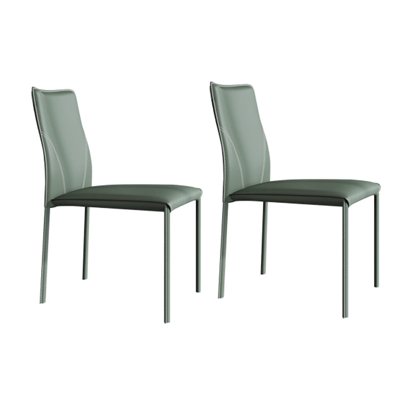 Minimalist Style Armless Solid Back Dining Side Chairs Leather Dining Side Chair Dark Green 2 Piece Set Clearhalo 'Dining Chairs' 'Dining Tables & Seating' 'dining_chair' 'furn' 'furn_dining_chair' 'Furniture' 'furniture_dining_chair' 'Kitchen & Dining Furniture' 4901426