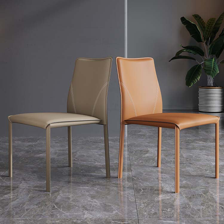Minimalist Style Armless Solid Back Dining Side Chairs Leather Dining Side Chair Clearhalo 'Dining Chairs' 'Dining Tables & Seating' 'dining_chair' 'furn' 'furn_dining_chair' 'Furniture' 'furniture_dining_chair' 'Kitchen & Dining Furniture' 4901427