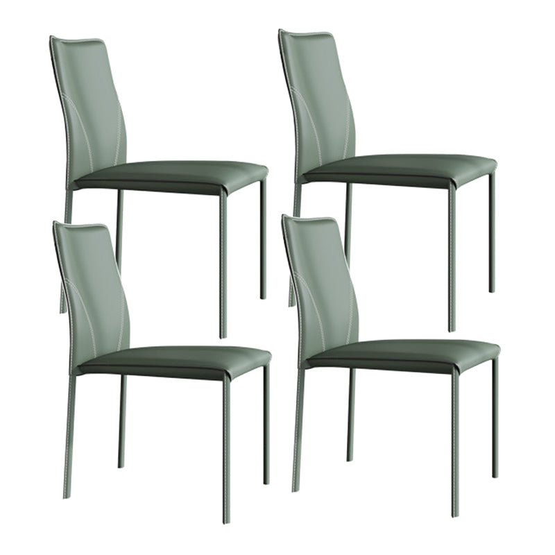 Minimalist Style Armless Solid Back Dining Side Chairs Leather Dining Side Chair Dark Green 4 Piece Set Clearhalo 'Dining Chairs' 'Dining Tables & Seating' 'dining_chair' 'furn' 'furn_dining_chair' 'Furniture' 'furniture_dining_chair' 'Kitchen & Dining Furniture' 4901428