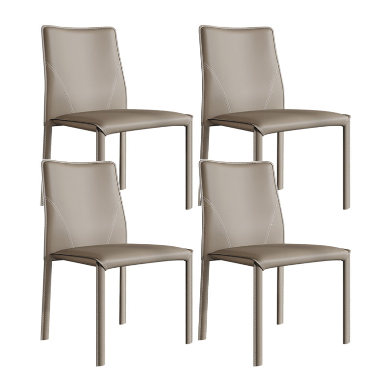 Minimalist Style Armless Solid Back Dining Side Chairs Leather Dining Side Chair Khaki 4 Piece Set Clearhalo 'Dining Chairs' 'Dining Tables & Seating' 'dining_chair' 'furn' 'furn_dining_chair' 'Furniture' 'furniture_dining_chair' 'Kitchen & Dining Furniture' 4901438