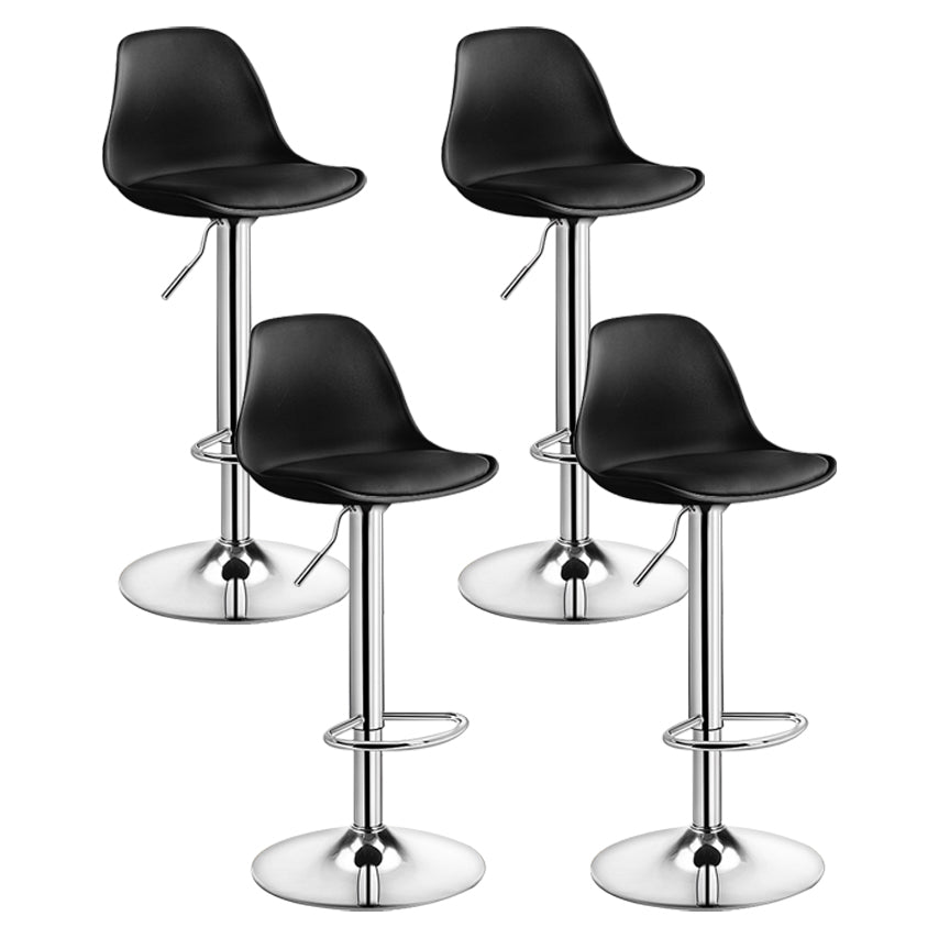 Contemporary Plastic Home Counter Stool Matte Finish Footrest Barstool Black Silver 4 Piece Set Clearhalo 'Bar Furniture' 'Bar Stools' 'bar_stools' 'furn' 'furn_bar_stools' 'Furniture' 'furniture_bar_stools' 'Kitchen & Dining Furniture' 4901453