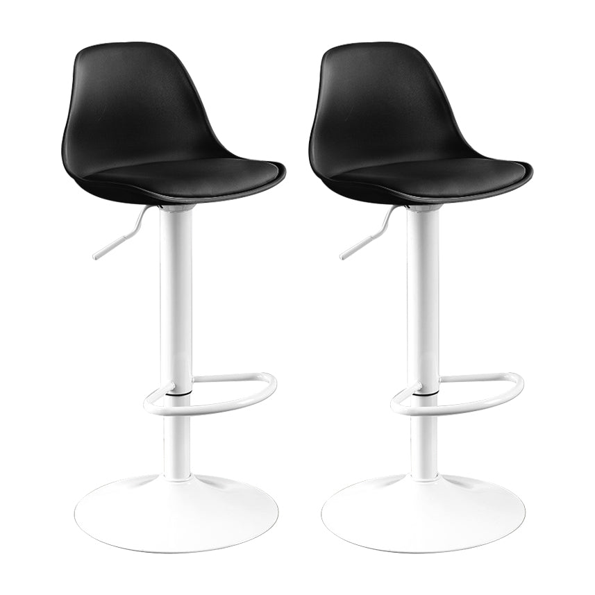 Contemporary Plastic Home Counter Stool Matte Finish Footrest Barstool Black White 2 Piece Set Clearhalo 'Bar Furniture' 'Bar Stools' 'bar_stools' 'furn' 'furn_bar_stools' 'Furniture' 'furniture_bar_stools' 'Kitchen & Dining Furniture' 4901457