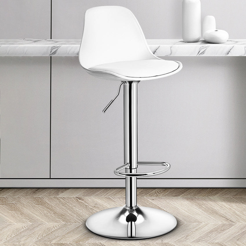 Contemporary Plastic Home Counter Stool Matte Finish Footrest Barstool White Silver 1 Piece Clearhalo 'Bar Furniture' 'Bar Stools' 'bar_stools' 'furn' 'furn_bar_stools' 'Furniture' 'furniture_bar_stools' 'Kitchen & Dining Furniture' 4901467