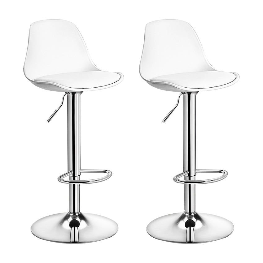 Contemporary Plastic Home Counter Stool Matte Finish Footrest Barstool White Silver 2 Piece Set Clearhalo 'Bar Furniture' 'Bar Stools' 'bar_stools' 'furn' 'furn_bar_stools' 'Furniture' 'furniture_bar_stools' 'Kitchen & Dining Furniture' 4901469