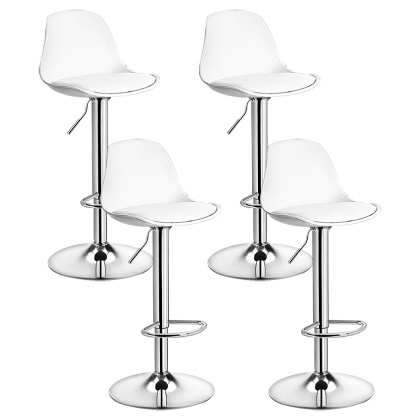 Contemporary Plastic Home Counter Stool Matte Finish Footrest Barstool White Silver 4 Piece Set Clearhalo 'Bar Furniture' 'Bar Stools' 'bar_stools' 'furn' 'furn_bar_stools' 'Furniture' 'furniture_bar_stools' 'Kitchen & Dining Furniture' 4901471