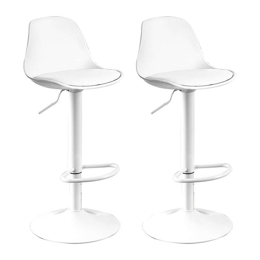Contemporary Plastic Home Counter Stool Matte Finish Footrest Barstool White White 2 Piece Set Clearhalo 'Bar Furniture' 'Bar Stools' 'bar_stools' 'furn' 'furn_bar_stools' 'Furniture' 'furniture_bar_stools' 'Kitchen & Dining Furniture' 4901473