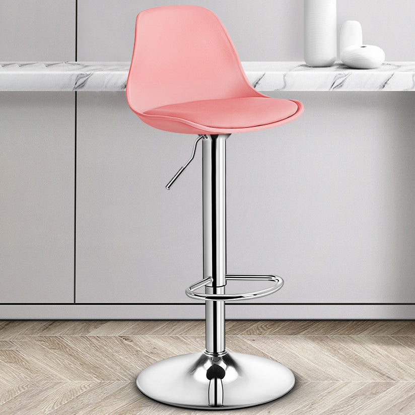 Contemporary Plastic Home Counter Stool Matte Finish Footrest Barstool Pink Silver 1 Piece Clearhalo 'Bar Furniture' 'Bar Stools' 'bar_stools' 'furn' 'furn_bar_stools' 'Furniture' 'furniture_bar_stools' 'Kitchen & Dining Furniture' 4901475