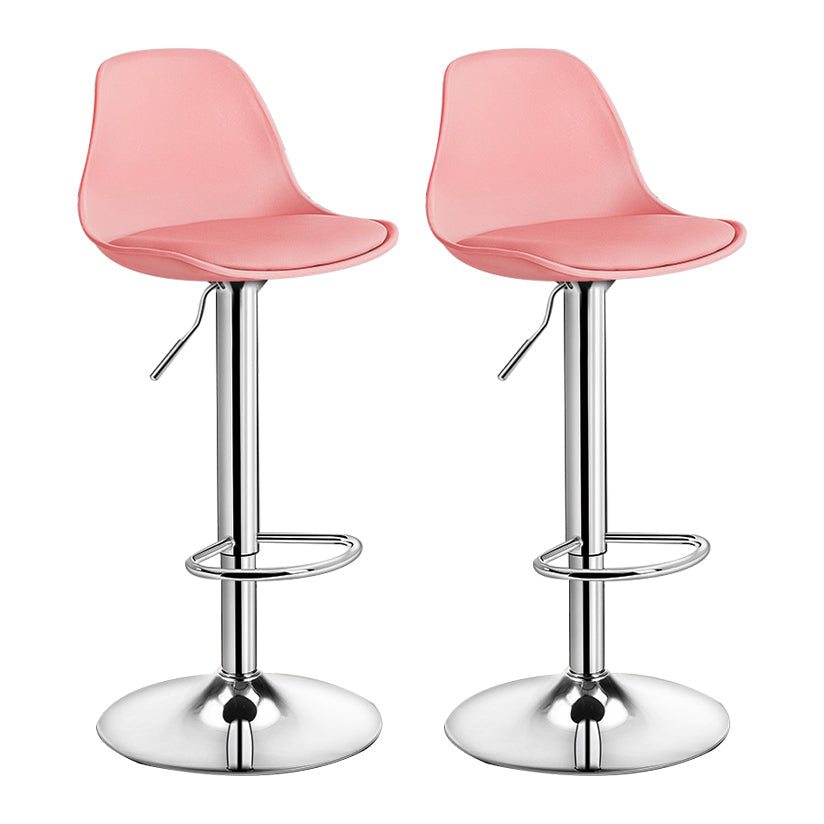 Contemporary Plastic Home Counter Stool Matte Finish Footrest Barstool Pink Silver 2 Piece Set Clearhalo 'Bar Furniture' 'Bar Stools' 'bar_stools' 'furn' 'furn_bar_stools' 'Furniture' 'furniture_bar_stools' 'Kitchen & Dining Furniture' 4901476
