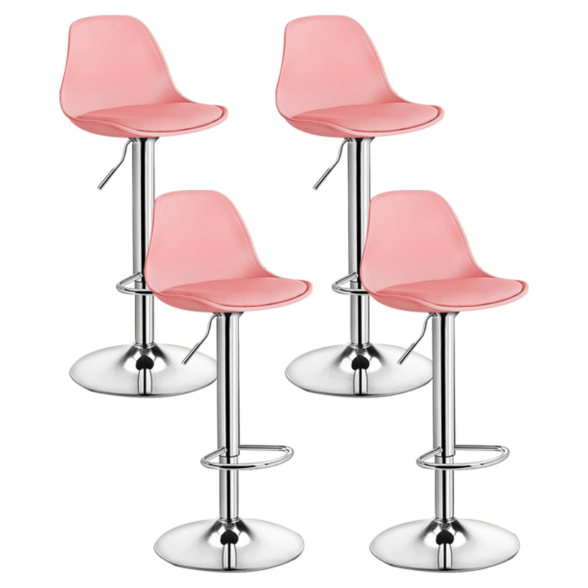 Contemporary Plastic Home Counter Stool Matte Finish Footrest Barstool Pink Silver 4 Piece Set Clearhalo 'Bar Furniture' 'Bar Stools' 'bar_stools' 'furn' 'furn_bar_stools' 'Furniture' 'furniture_bar_stools' 'Kitchen & Dining Furniture' 4901477