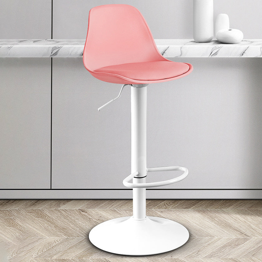 Contemporary Plastic Home Counter Stool Matte Finish Footrest Barstool Pink White 1 Piece Clearhalo 'Bar Furniture' 'Bar Stools' 'bar_stools' 'furn' 'furn_bar_stools' 'Furniture' 'furniture_bar_stools' 'Kitchen & Dining Furniture' 4901478