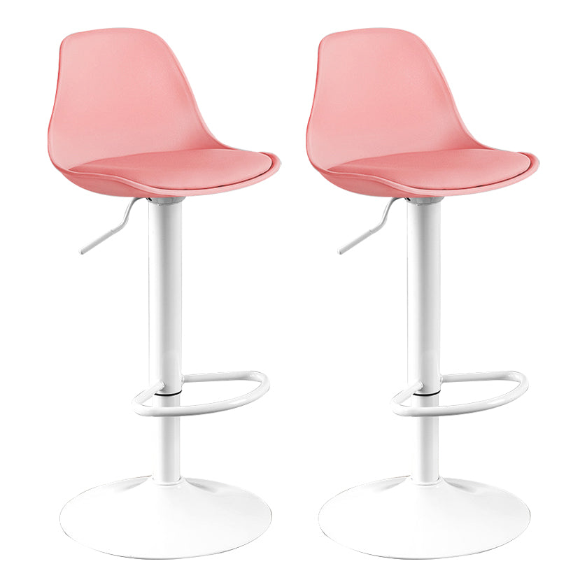 Contemporary Plastic Home Counter Stool Matte Finish Footrest Barstool Pink White 2 Piece Set Clearhalo 'Bar Furniture' 'Bar Stools' 'bar_stools' 'furn' 'furn_bar_stools' 'Furniture' 'furniture_bar_stools' 'Kitchen & Dining Furniture' 4901479