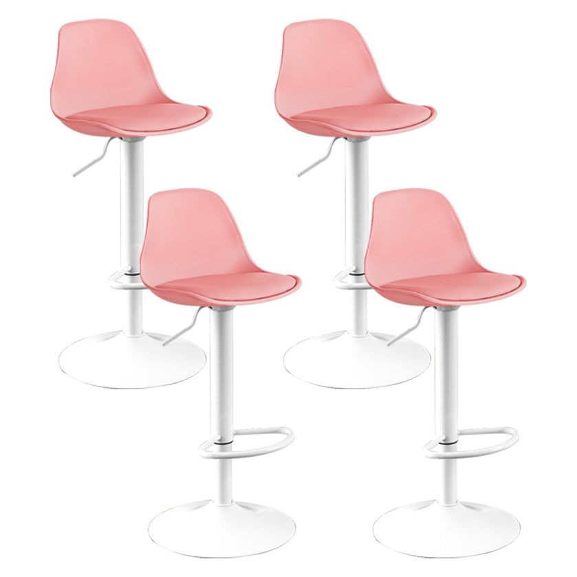 Contemporary Plastic Home Counter Stool Matte Finish Footrest Barstool Pink White 4 Piece Set Clearhalo 'Bar Furniture' 'Bar Stools' 'bar_stools' 'furn' 'furn_bar_stools' 'Furniture' 'furniture_bar_stools' 'Kitchen & Dining Furniture' 4901480