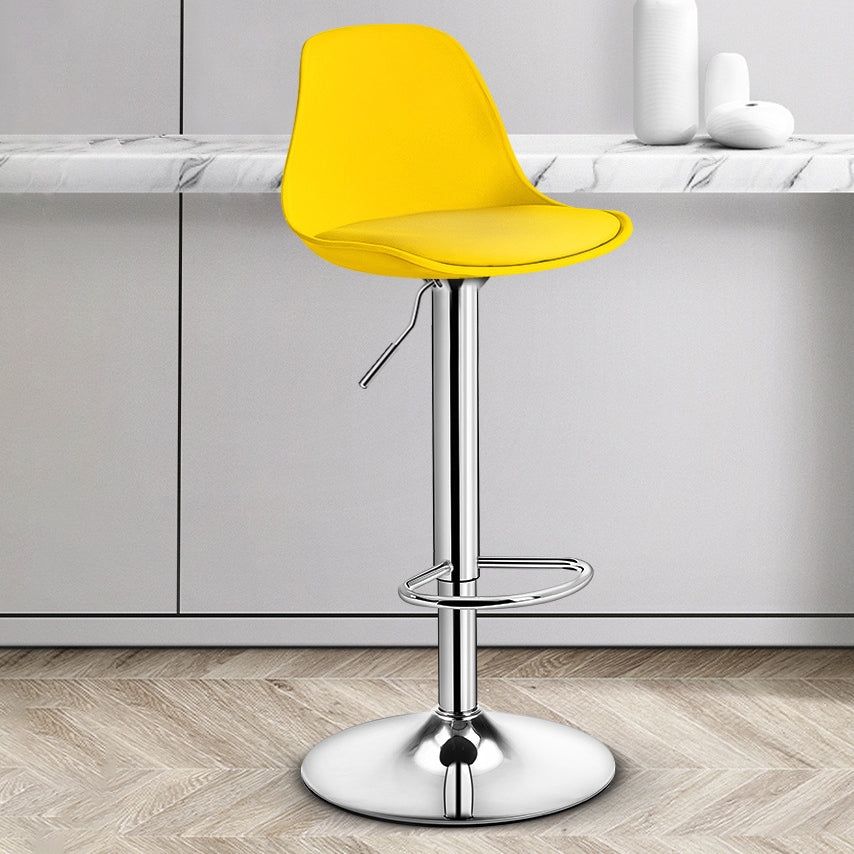 Contemporary Plastic Home Counter Stool Matte Finish Footrest Barstool Yellow Silver 1 Piece Clearhalo 'Bar Furniture' 'Bar Stools' 'bar_stools' 'furn' 'furn_bar_stools' 'Furniture' 'furniture_bar_stools' 'Kitchen & Dining Furniture' 4901481