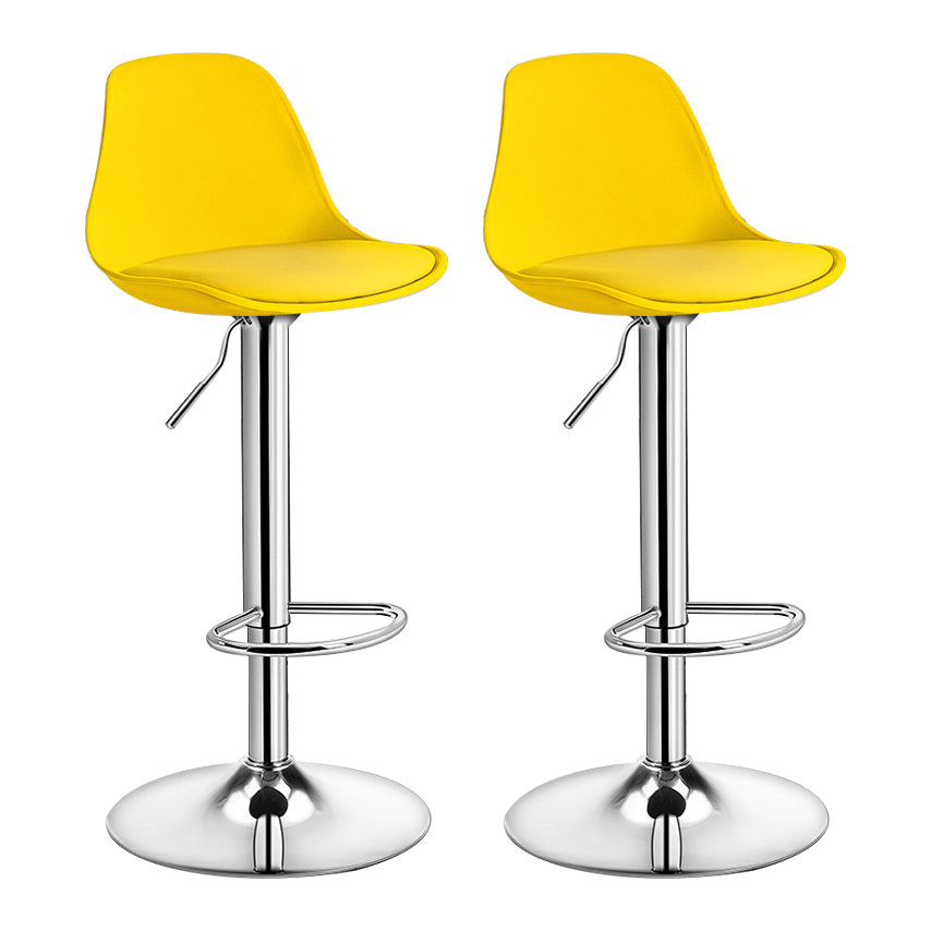 Contemporary Plastic Home Counter Stool Matte Finish Footrest Barstool Yellow Silver 2 Piece Set Clearhalo 'Bar Furniture' 'Bar Stools' 'bar_stools' 'furn' 'furn_bar_stools' 'Furniture' 'furniture_bar_stools' 'Kitchen & Dining Furniture' 4901482