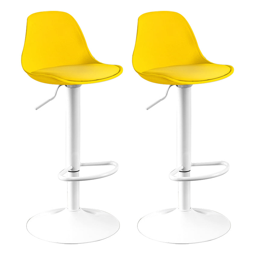 Contemporary Plastic Home Counter Stool Matte Finish Footrest Barstool Yellow White 2 Piece Set Clearhalo 'Bar Furniture' 'Bar Stools' 'bar_stools' 'furn' 'furn_bar_stools' 'Furniture' 'furniture_bar_stools' 'Kitchen & Dining Furniture' 4901485