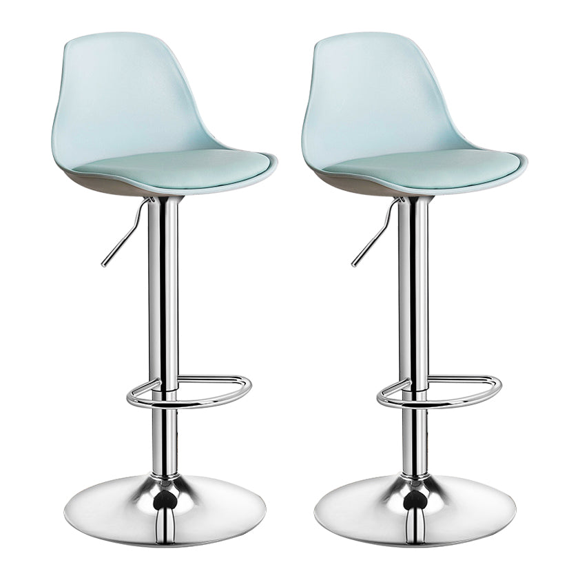 Contemporary Plastic Home Counter Stool Matte Finish Footrest Barstool Green Silver 2 Piece Set Clearhalo 'Bar Furniture' 'Bar Stools' 'bar_stools' 'furn' 'furn_bar_stools' 'Furniture' 'furniture_bar_stools' 'Kitchen & Dining Furniture' 4901488